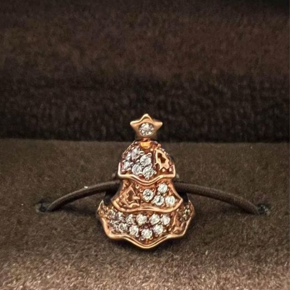 New in box Authentic Pandora Rose Gold color Sparkling Christmas Tree CZ Charm
